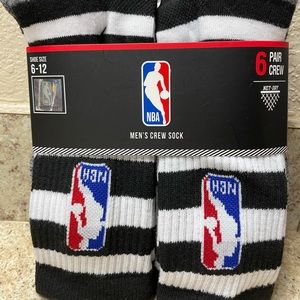 NWT NBA Men’s Crew Socks 6 Pack Adult Size 6-12